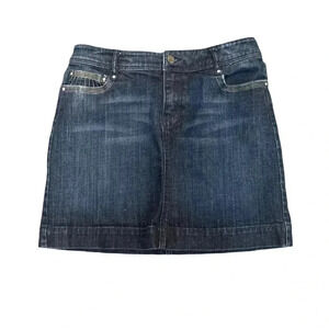 Women’s WHITE HOUSE BLACK MARKET Blanc Jean skirt with rhinestones Size 4